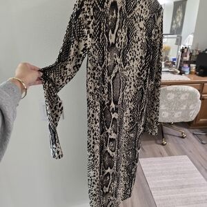 Zara Black and Cream Snake Print Dress
